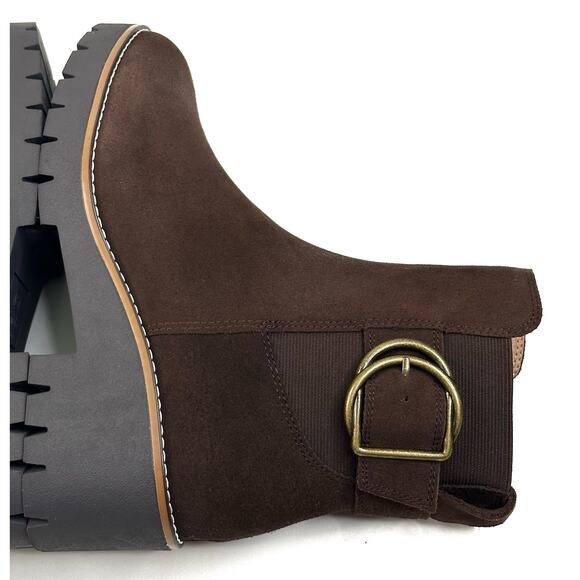 Blondo Dakota Waterproof Ankle Boots Brown Suede Buckle Strap Womens 7.5M New - Picture 6 of 13